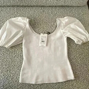 Theory - Puff Sleeve Top in Stretch Knit